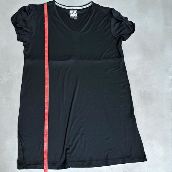 New With Tags MUK LUKS Cloud Knit Short Sleeve Empire Lounge Dress Black, Large - Picture 6 of 12